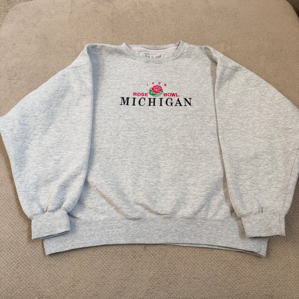 Vintage 1990s Michigan Rose Bowl 1998 Gear For Sports Sweatshirt Gray XL